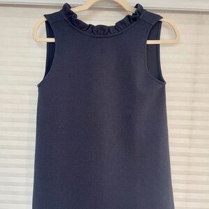 NWT Ann Taylor Ruffle Pique Sleeveless Top, Navy Blue, size XXSP